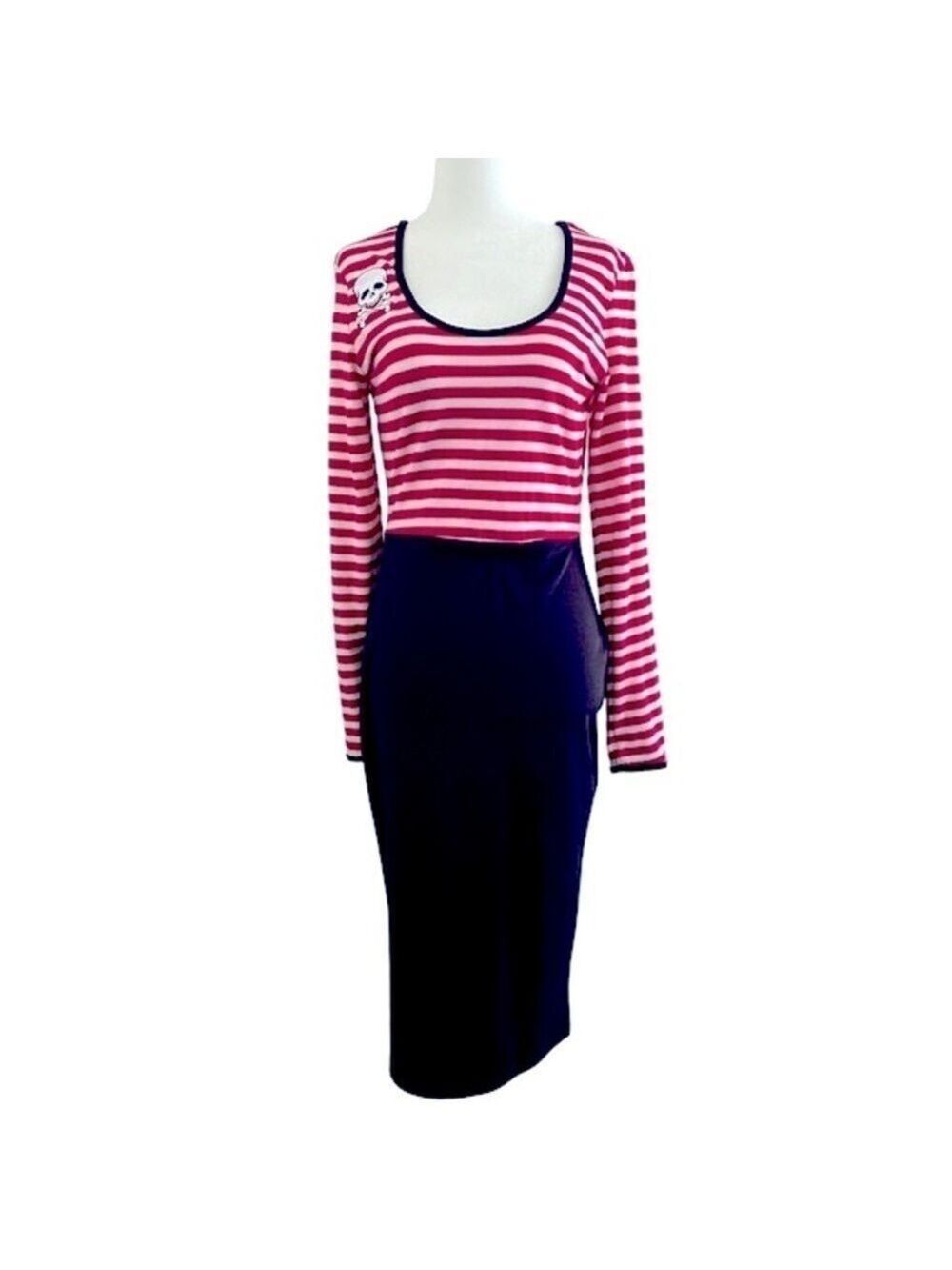 LNWOT Deadly Dames pinup striped long sleeve bodycon dress
